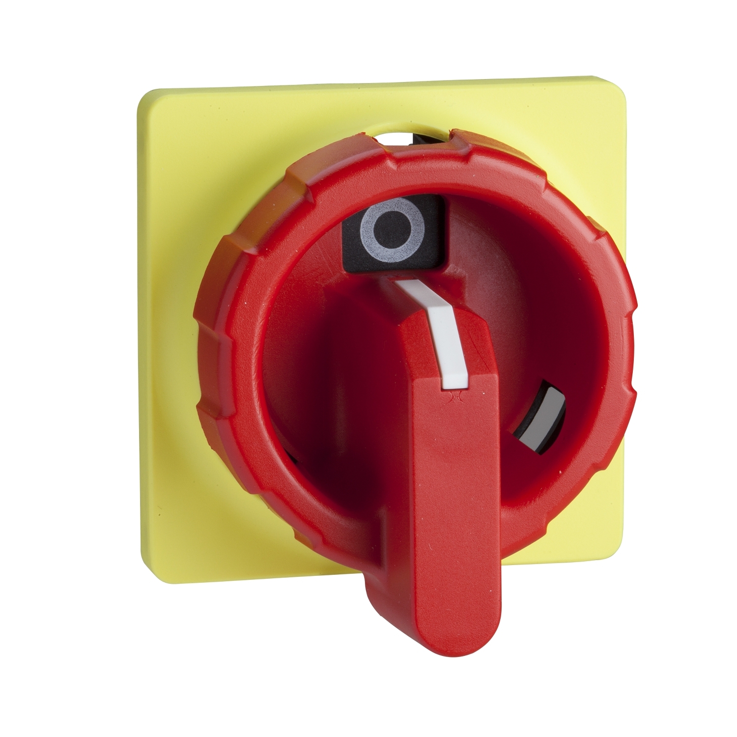 Schneider Electric Disconnect Switch Operator; low profile; selector; 4 hole; 3 padlocks; 60x60mm; red/yellow
